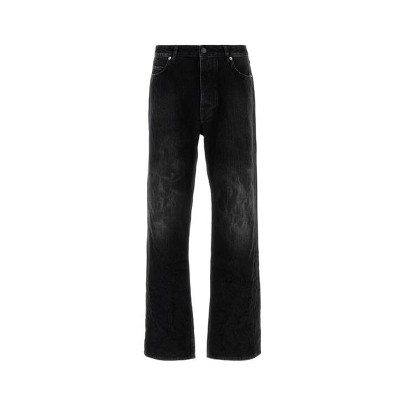 Balenciaga Men Black Denim Wide-Leg Jeans